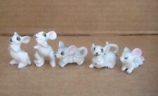 Vtg Set (5) Mouse Family Miniature Bone China Figurines Mice picture