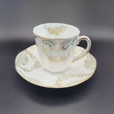 Antique C.S. Carl Schlegelmilch Germany Demitasse Cup & Saucer Set Gold Lace picture