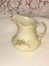 VTG Victorian Water Pitcher Ivory with Small Pink Delicate Roses picture