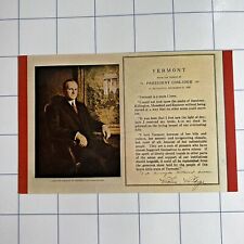 Postcard VT President Calvin Coolidge Portrait Vermont Old Vintage  picture