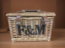 Fortnum & Mason Wicker Small Basket Leather Straps Buckles Perfect For Picnics picture