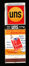 Sun Drug Domino Cigarettes St Louis MO Domino Quick Save Vintage Matchbook picture
