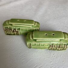 Vintage Trolly Bus Salt & Pepper Shakers- Length 3 1/4”, Width 1”, Height  1 1/4 picture