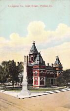 Pontiac Illinois~Livingston County Court House~Civil War Soldiers Monument~1910 picture
