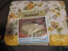 Vtg Cannon Blanket Summer Day Poly Nylon Binding 73 X 90 New picture