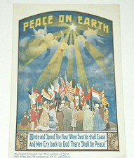 PEACE ON EARTH Postcard National Council for Prevention of War 1923 Love Unite picture