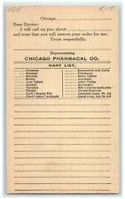 c1940's Chicago Pharmacal Co. Want List Chicago Illinois IL Postal Card picture