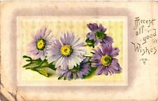 Vintage Postcard- ACCEPT ALL GOOD WISHES, PURPLE FLOWERS picture