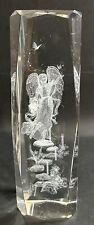 3D Laser Etched Angel And Butterfly In Crystal Glass -6” Tall-Paperweight picture