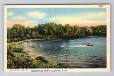 Laconia NH-New Hampshire, Greetings, Boating On The Lake, Vintage Postcard picture