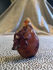 Vintage CarvedVinta Red Quartz Agate Chinese Snuff Bottle Asian Decorative Arts  picture