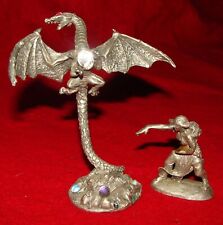 Vintage 1988 M. Gallo Pewter Dragon & Sorceress Figures Medieval or Middle-Earth picture