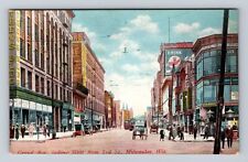 Milwaukee WI-Wisconsin, Grand Ave Looking West From 3rd, Vintage Postcard picture