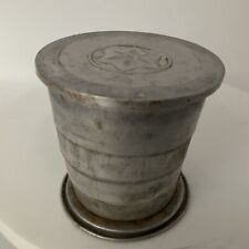Vintage Collapsible Metal Travel Drinking Cup with Lid With Star Aluminum Rustic picture