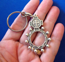 St BENEDICT ROSARY KEYCHAIN Medal Protection Saint Metal Key Ring ITALY picture