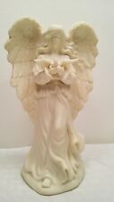 Stunning Porcelain Angel With Glittery Wings Holding A Dove 8 In. Tall, Ivory picture