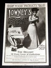 1919 OLD MAGAZINE PRINT AD, LOWNEY'S CHOCOLATE BONBONS, FOR CONFECTION LOVERS picture