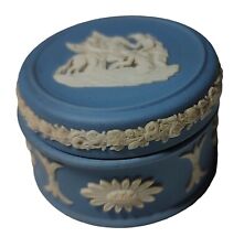 Vintage Wedgwood Light Blue Jasperware Greek Trinket Jewelry Pill  Box See picture