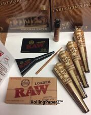 4 Packs/ 12 ORIGINAL Unbleached Natural CONES + RAW Loader/Filler + RAW Lighter picture