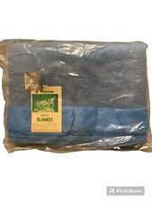 Vintage A Pioneer Deseret Ind Wool Blue Satin Trim Blanket Moth Proof 4lbs 80x90 picture