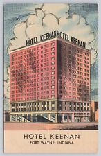 Hotel Keenan Fort Wayne IN Indiana Vintage Linen Postcard Unposted picture