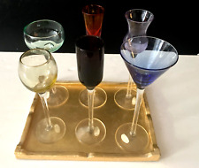 Cordial Sherry Shot Glasses Set (6)  Assorted Shapes & Colors Delicate Vintage picture