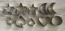 Lot of 10 Vintage Metal Cookie Cutters - Star, Moon, Heart, Diamond & More picture