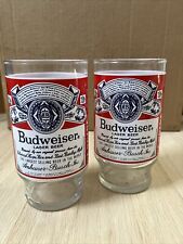 2X Vintage Anheuser-Busch Budweiser Large 12 Oz Footed Lager Beer Glass Cup picture