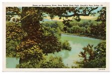 Vintage Lincoln's New Salem Illinois Postcard Scene on Sangamon River Unposted picture