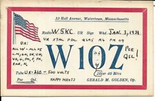 QSL  1931 Watertown MA    radio card picture