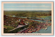 1937 Aerial View of Quebec City Looking North East PQ Canada Postcard picture