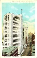 Buhl-Ford and Dime Bank Buildings Detroit MI White Border Postcard Unused c1920s picture