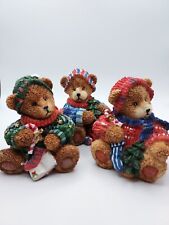 Cute K's Collection Resin Christmas Bears Red, Blue, & Green Sweaters picture
