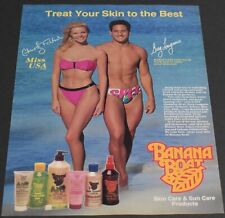 1989 Print Ad Sexy Banana Boat Greg Louganis Christy Fichtner Miss USA Blonde picture