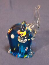 murano blue blown glass elephant figure with stars picture