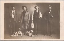 c1910s HUNTING Real Photo RPPC Postcard Hunters with Dogs / Studio Portrait picture