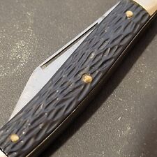 IMPERIAL Knife USA 1956-88 Solid Black Jigged Handles Carbon Steel Blades picture