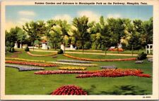 Memphis E. Parkway Madison Sunken Garden Morningside Park Teich Linen Postcard  picture