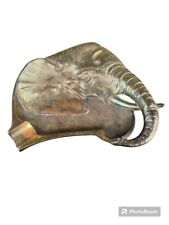 Vintage Cast Bronze Elephant Head  Ash Tray Cigar Trinket Estate Large 7” Safari picture