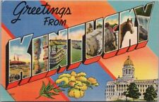 c1940s KENTUCKY Large Letter Postcard State Capitol & Flower Colourpicture Linen picture