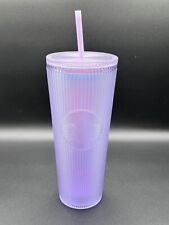 Starbucks Fall 2023 Lilac Purple Iridescent Pleated Soft Touch Venti Tumbler24oz picture