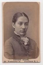 ANTIQUE CDV C. 1880s BARBER GORGEOUS YOUNG LADY IN FANCY DRESS PROVIDENCE R.I. picture