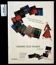 1948 Cohama Fabrics Clan Plaids Rayon Woman Dress Vintage Print Ad 28947 picture
