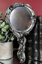 Wicca Macabre Gothic Vampire Bats Crescent Moon Crater Skull Hand Mirror Decor picture