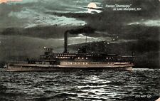Albany NY Steamer Chateaugay Lake Champlain Moonlight Night View Vtg Postcard E5 picture