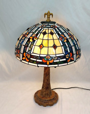 Tiffany Style Reproduction Slag & Stained Glass Lamp Shade and Base 24