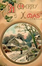 c.1909 Christmas Vintage Postcard Embossed Lovely Country Scene picture