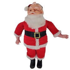 ViTG Rubber Face Santa. Claus Crochet Suit Plastic Body Christmas Belt Boots 13” picture