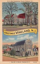 Vineland New Jersey NJ Greetings Larger Not Large Letter Linen 1B-H1139 Postcard picture