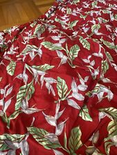 Amazing RARE 40s/50s Vintage Hawaiian Rayon Fabric Red tropical 7+ Yards picture